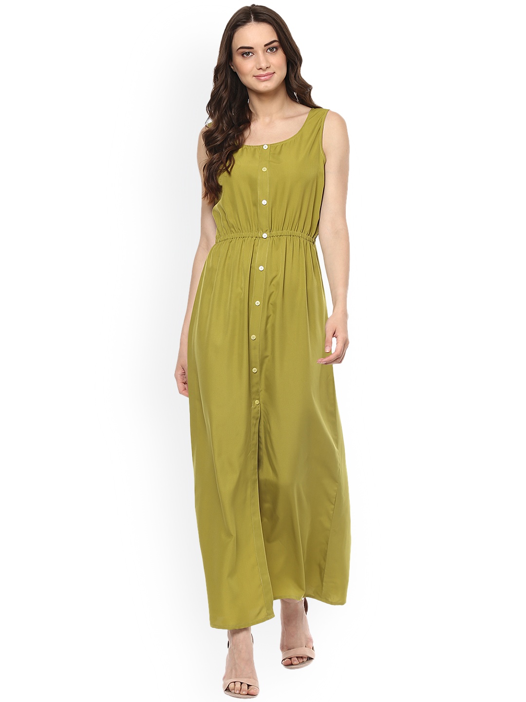 

MABISH by Sonal Jain Women Olive Green Solid Maxi Dress