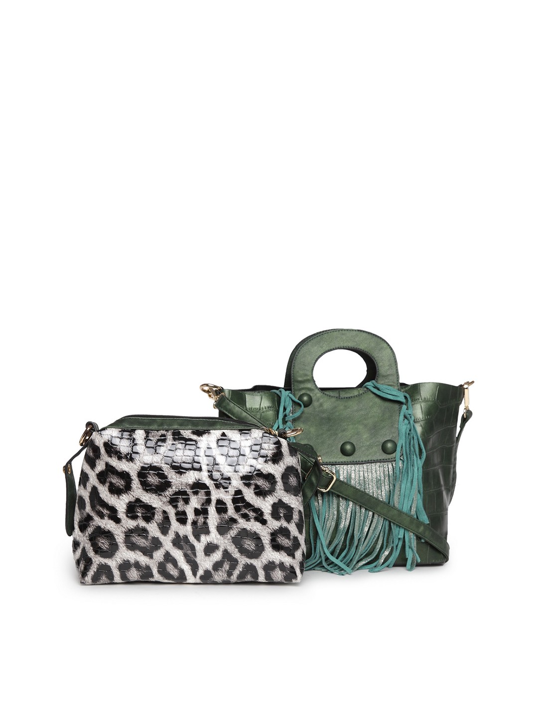 

Moedbuille Women Green Textured Handheld Bag