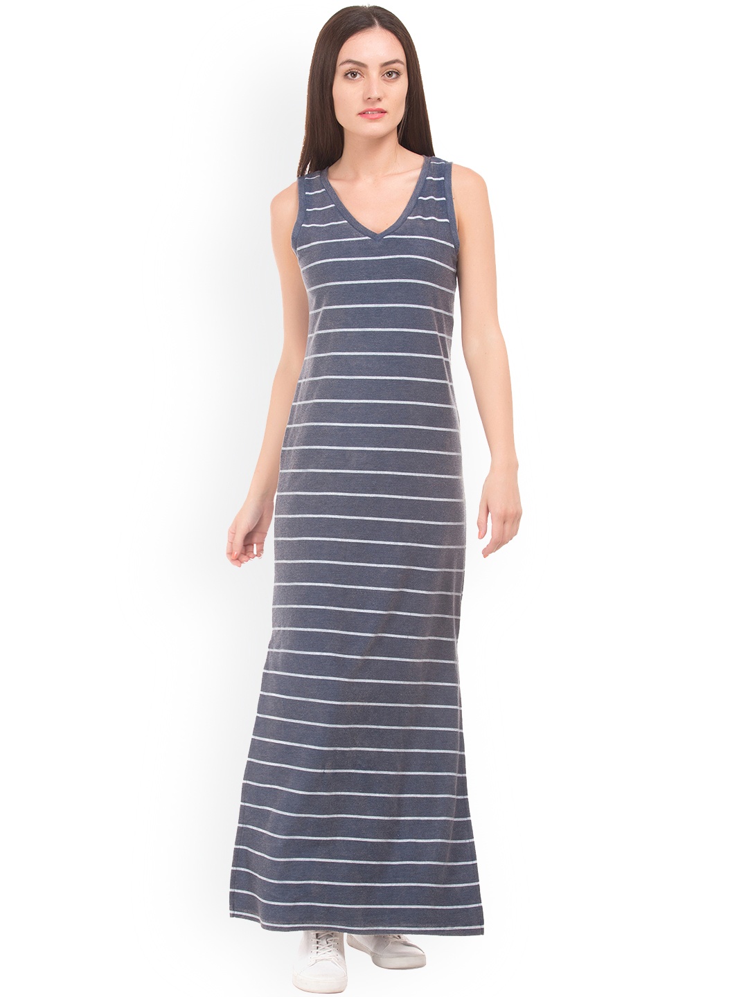 

Ed Hardy Women Blue Striped Maxi Dress
