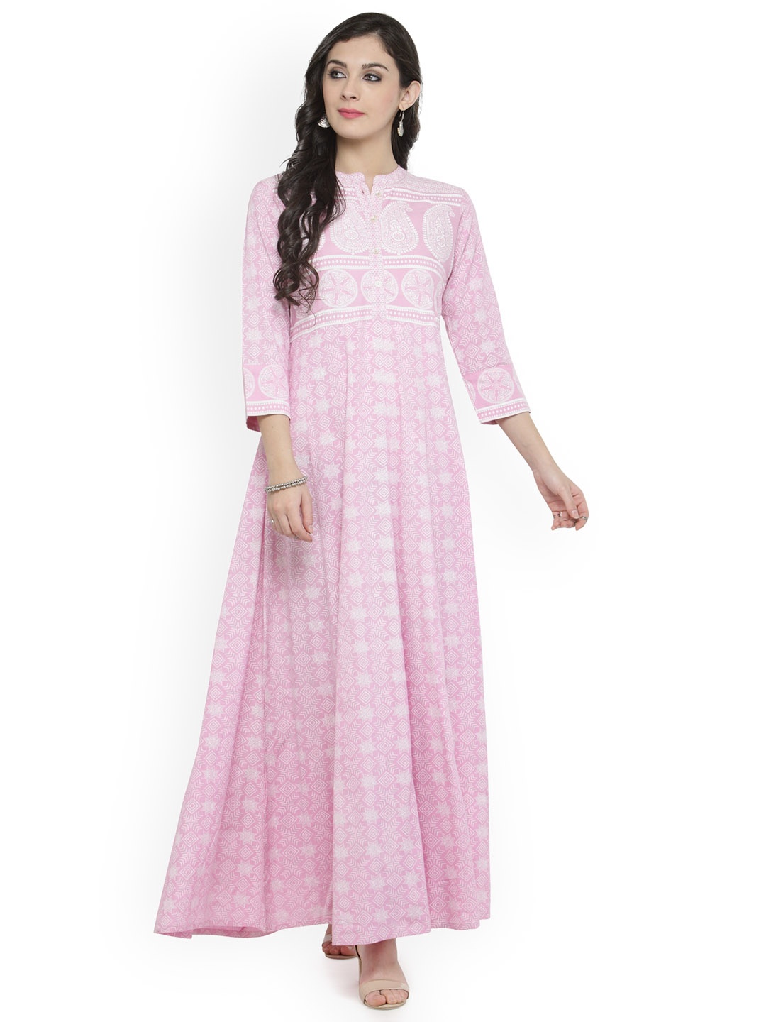 

Varanga Women Pink Printed Maxi Dress