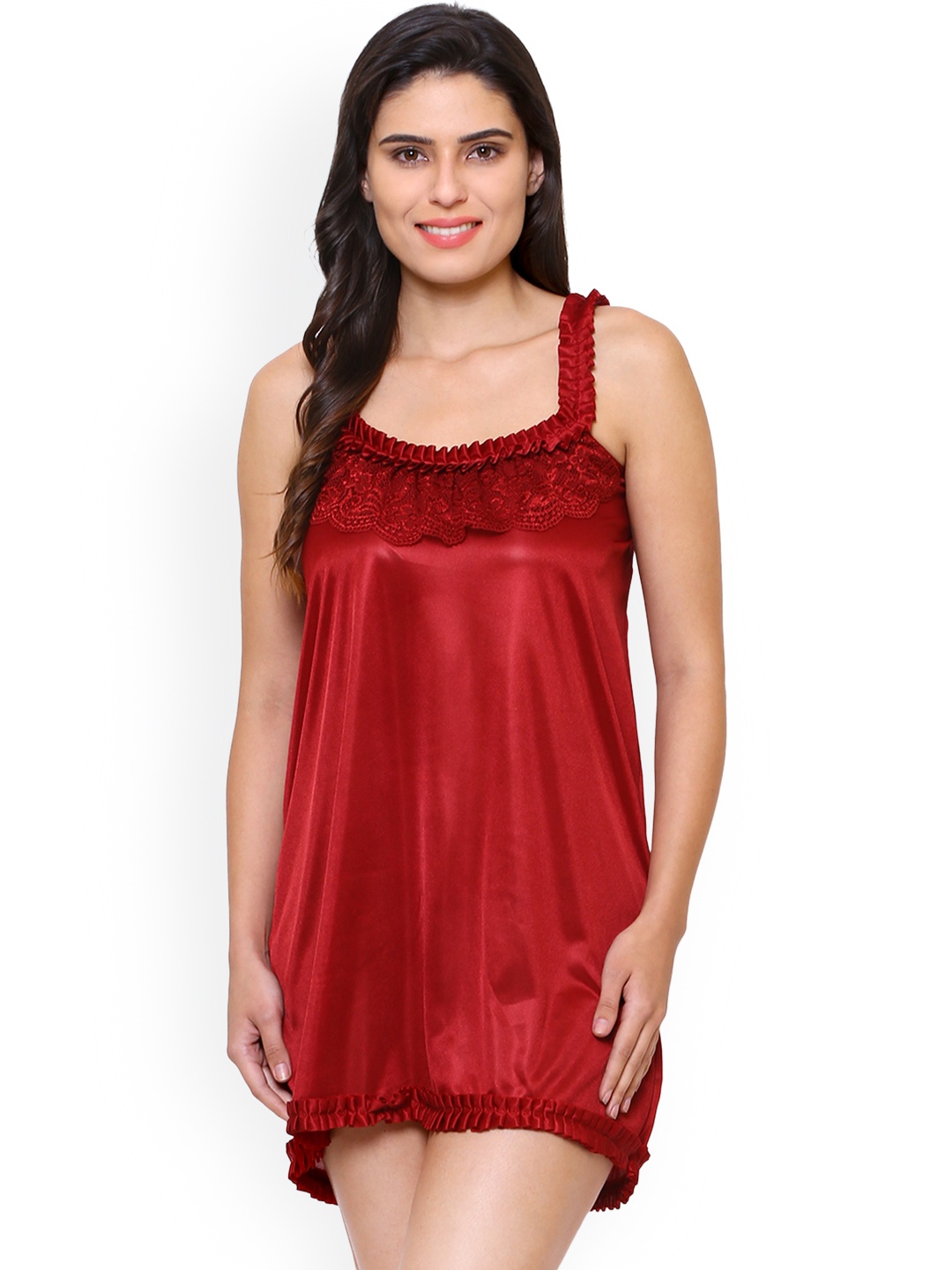 

Klamotten Maroon Solid Baby Doll