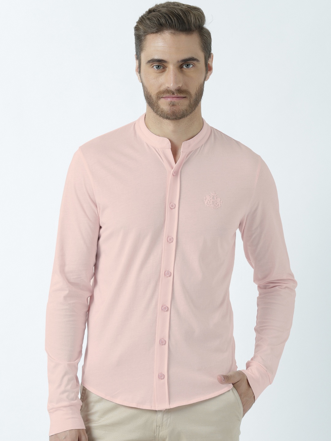 

Huetrap Men Pink Regular Fit Solid Casual Shirt