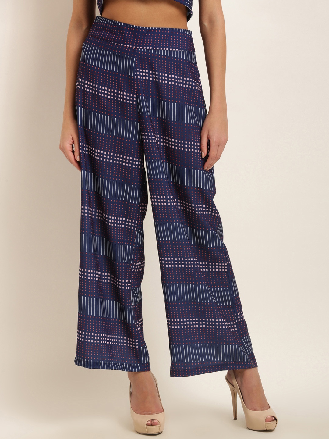 

Marie Claire Women Blue Regular Fit Printed Parallel Trousers