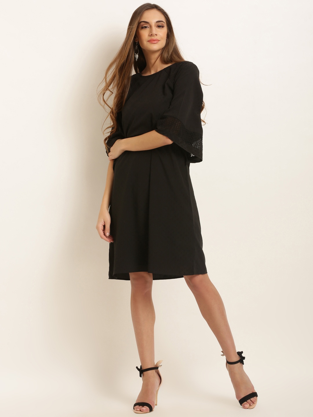 

Marie Claire Women Black Self Design A-Line Dress