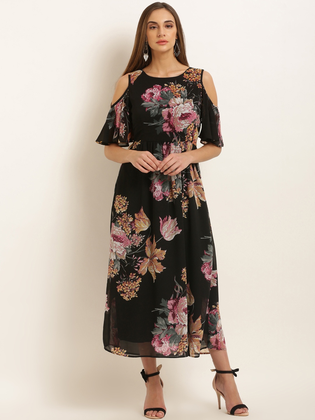 

RARE Women Black Printed Fit and Flare Dress