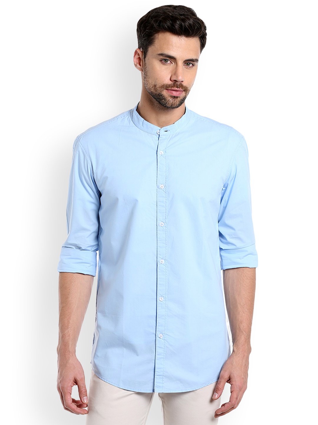 

Dennis Lingo Men Blue Slim Fit Solid Casual Shirt