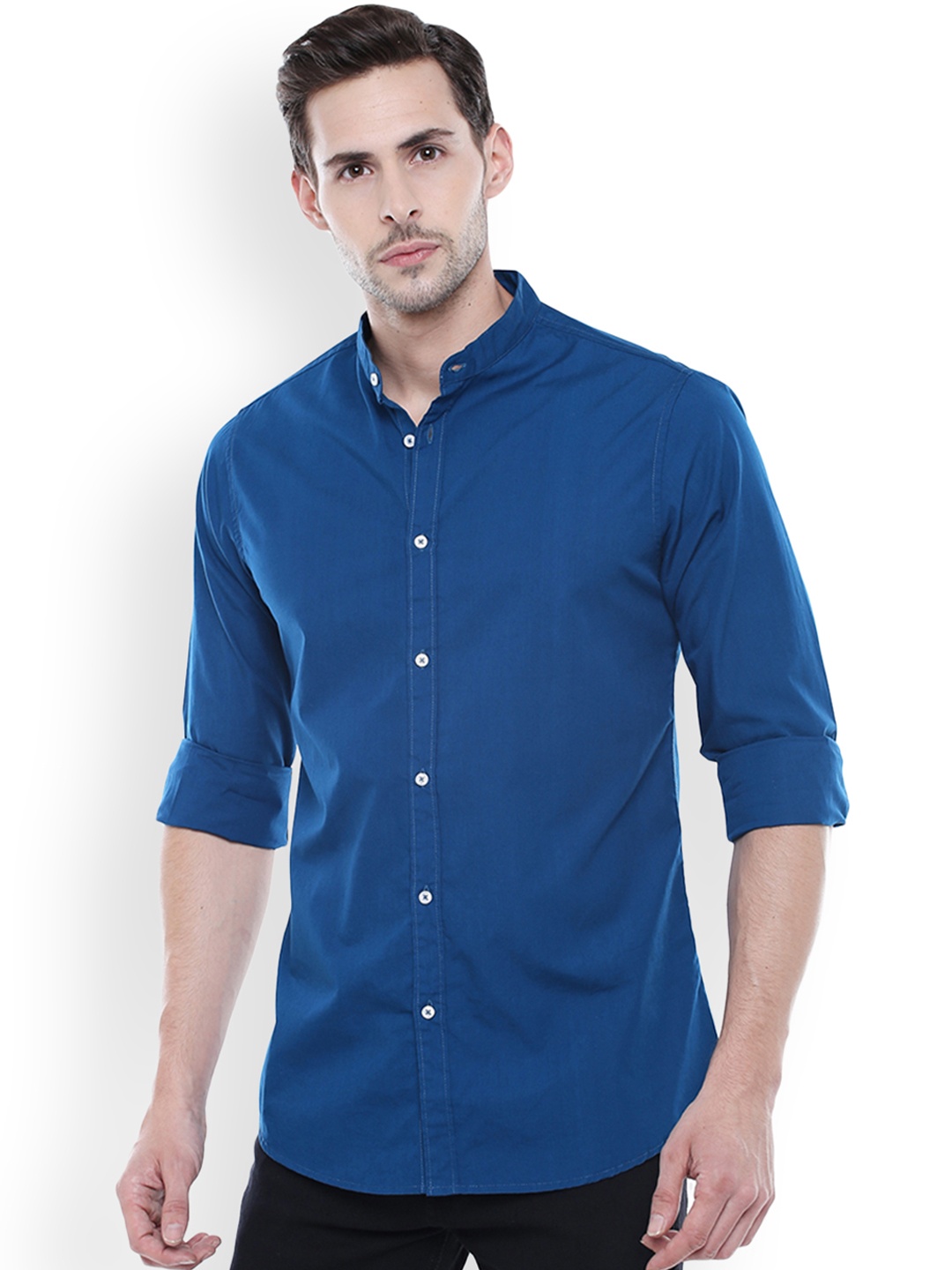 

Dennis Lingo Men Blue Slim Fit Solid Casual Shirt