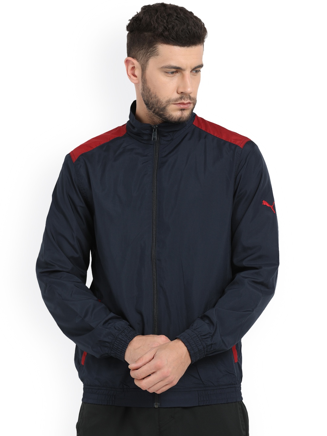 

Puma Men Navy Blue Solid Sporty Jacket