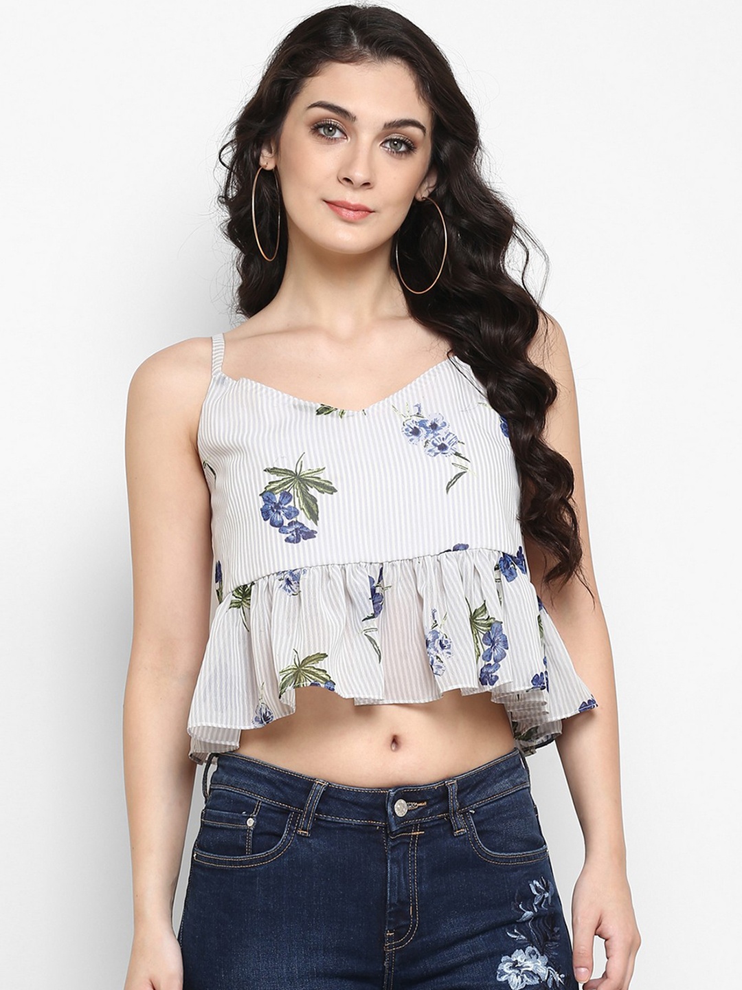 

Pannkh Women Off-White Printed Peplum Top