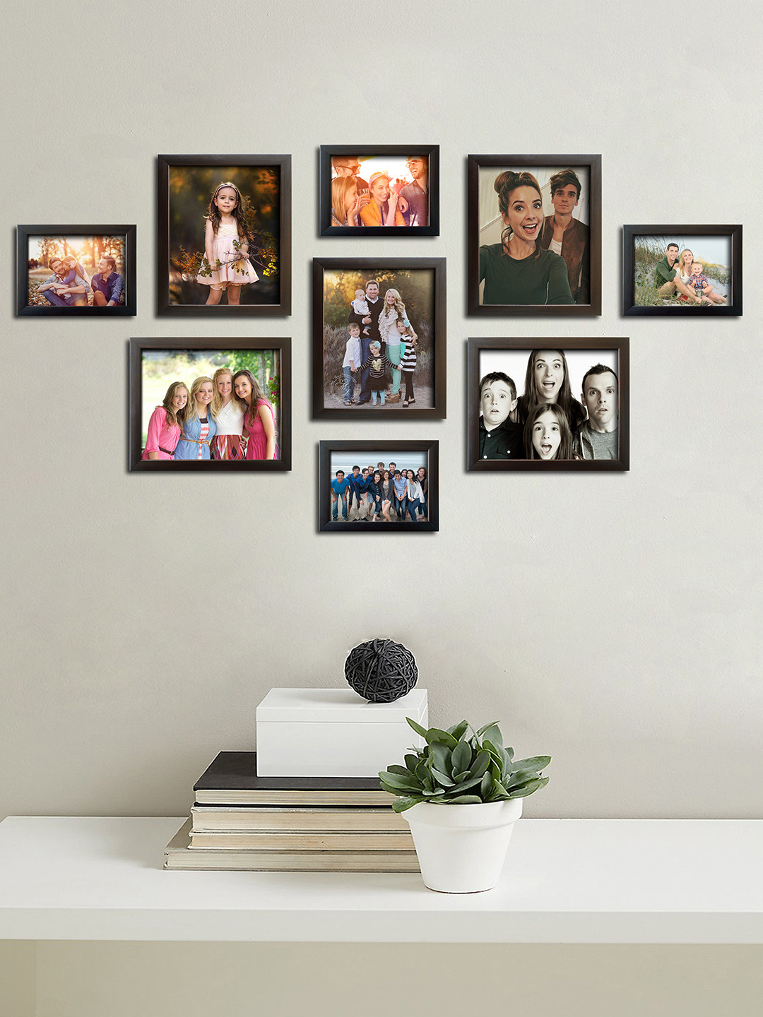 

RANDOM Set Of 9 Brown Photo Frames