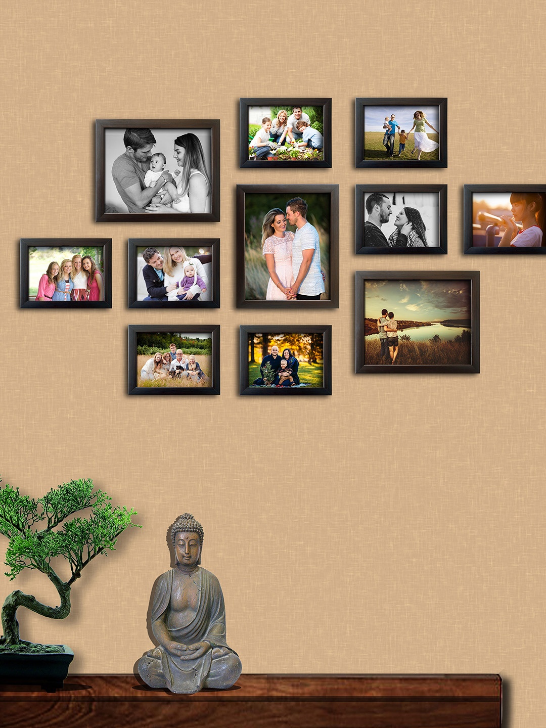 

RANDOM Set Of 11 Brown Photo Frames