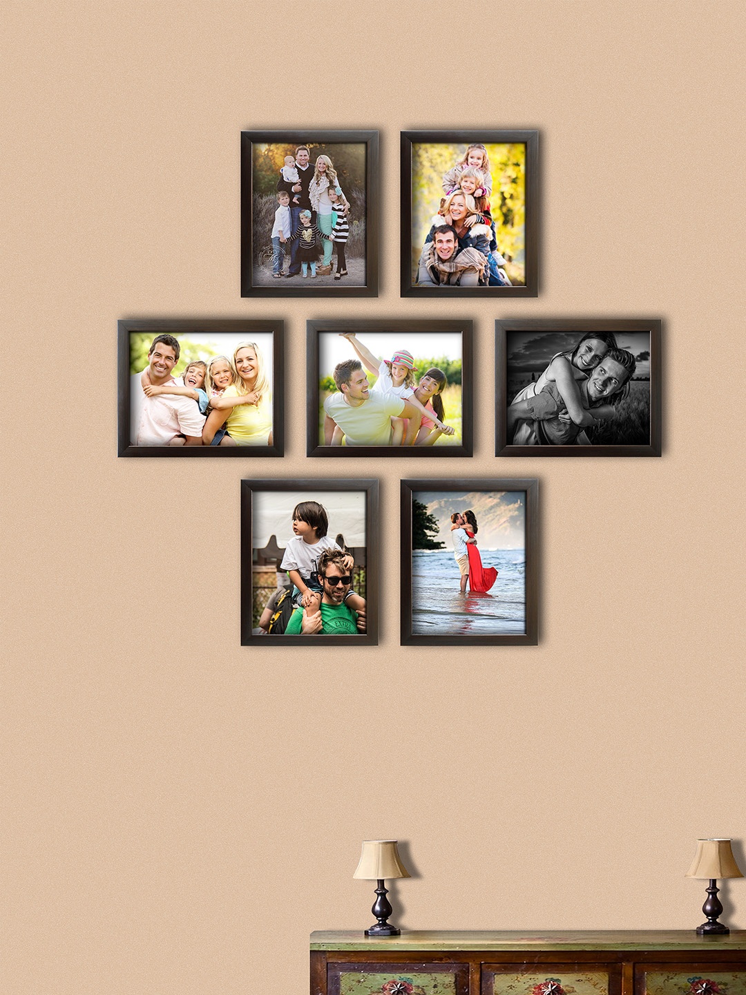 

RANDOM Set Of 7 Brown Photo Frames