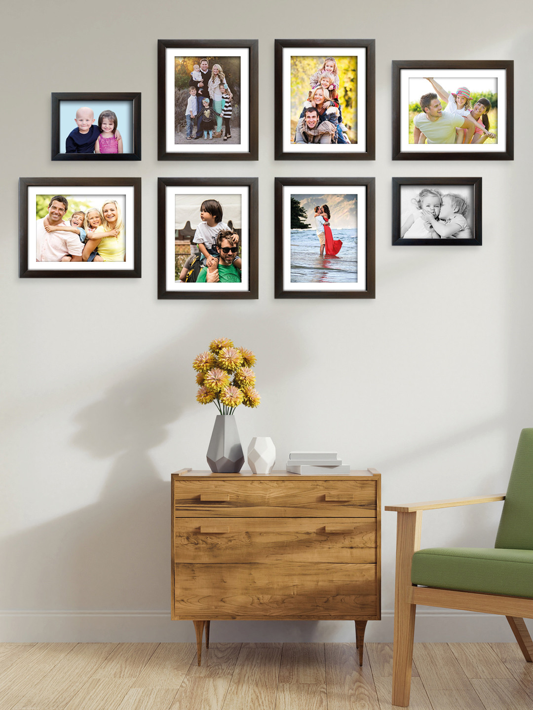 

RANDOM Set Of 8 Brown Photo Frames