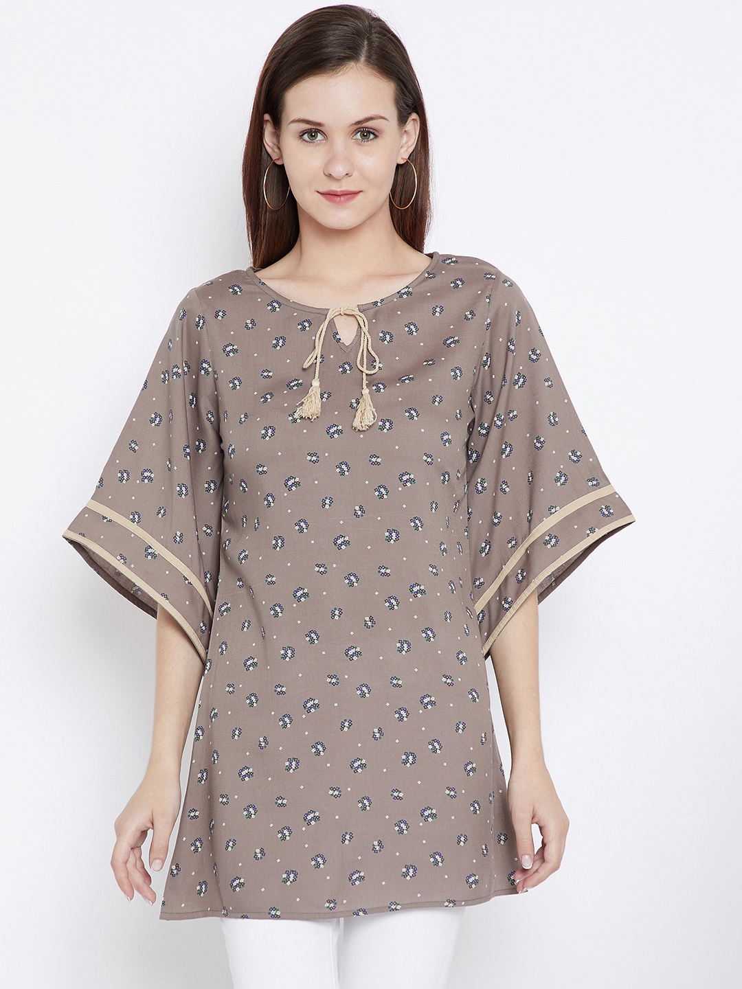 

Ruhaans Taupe Printed Tunic