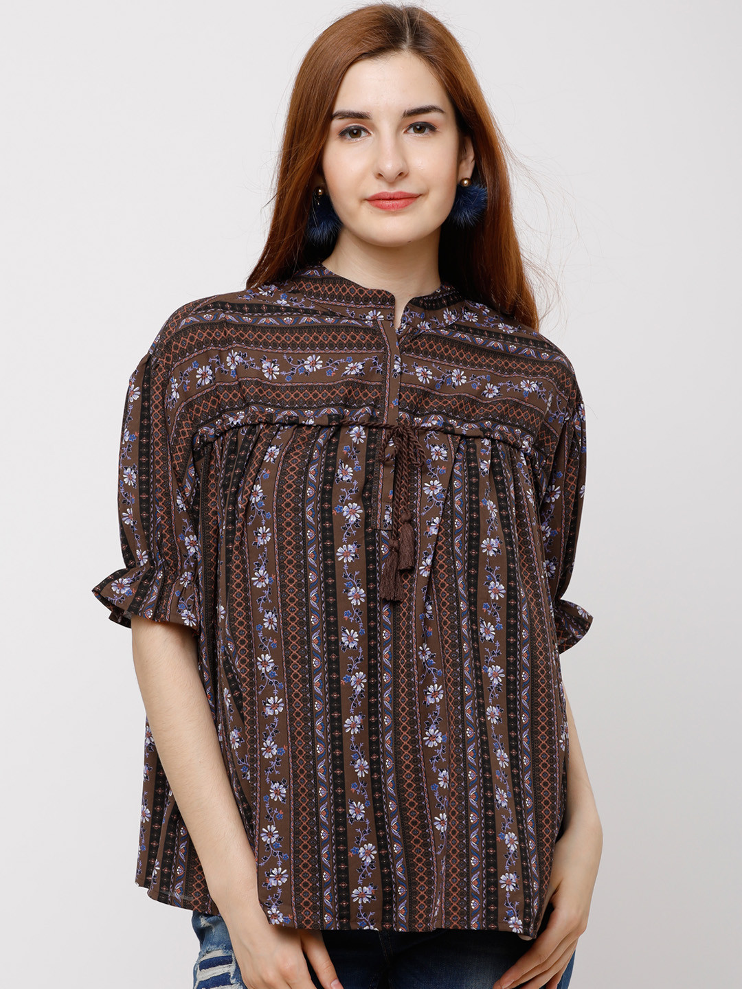 

Tokyo Talkies Women Brown Printed Top