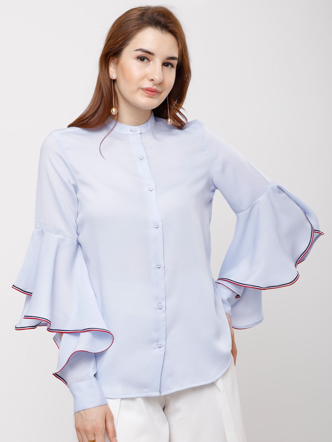 

Tokyo Talkies Women Blue Regular Fit Solid Casual Shirt