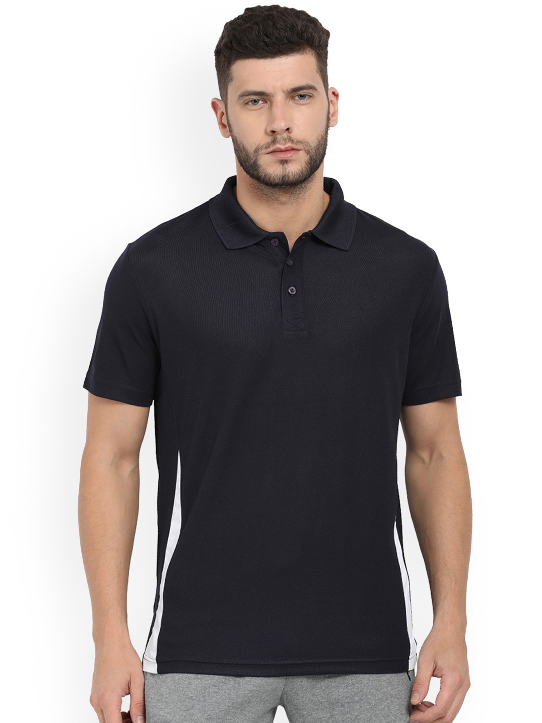 

Puma Men Blue Solid Polo Collar T-shirt