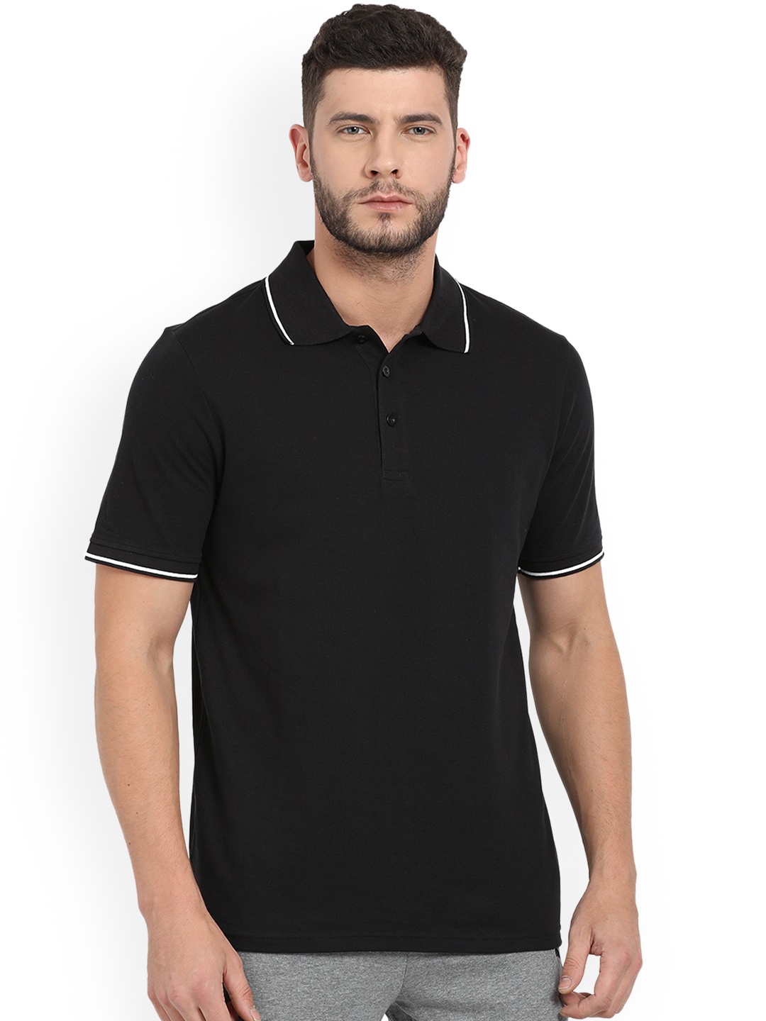 

Puma Men Black Solid Polo Collar T-shirt