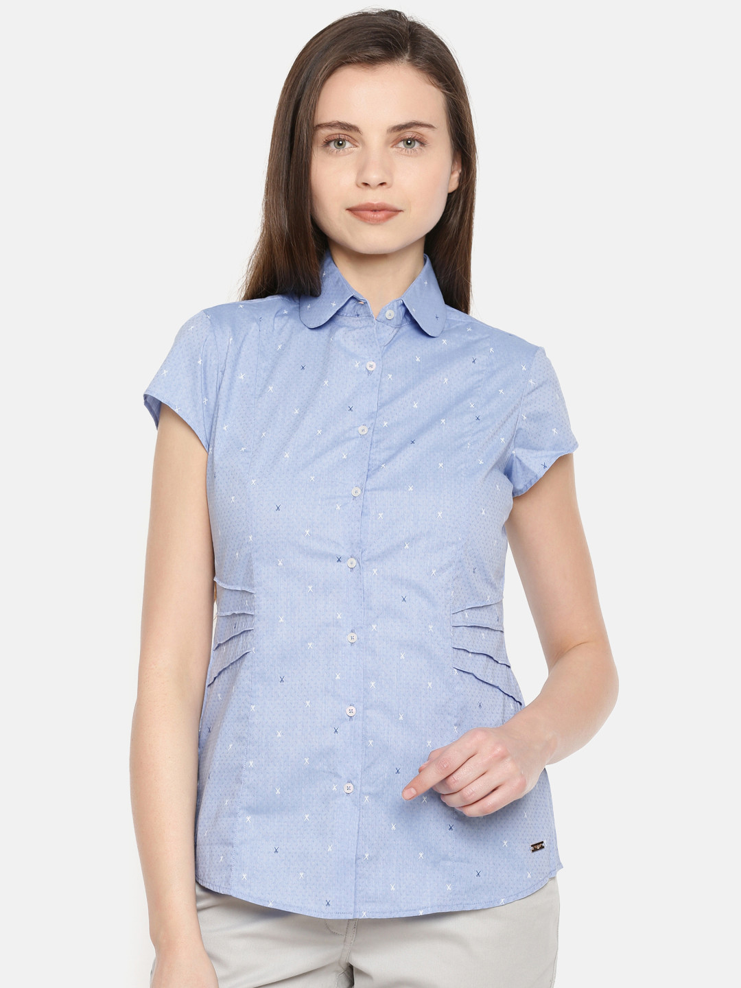 

Park Avenue Women Blue Regular Fit Printed Casual Shirt