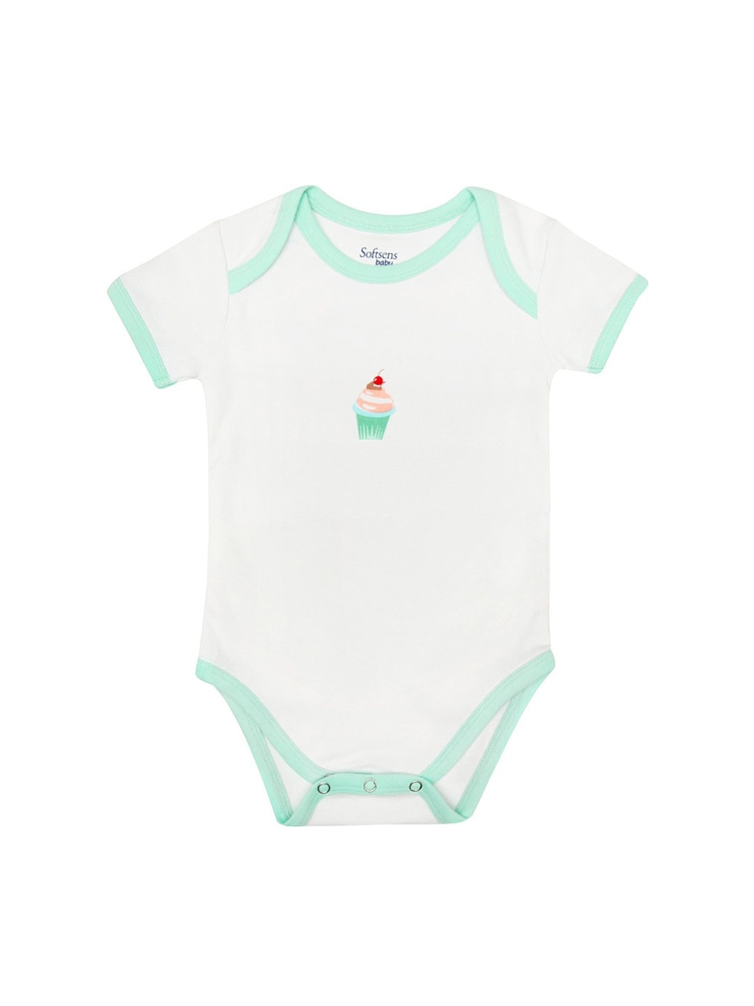 

Softsens Kids Organic Cotton White & Green Printed Sustainable Bodysuit