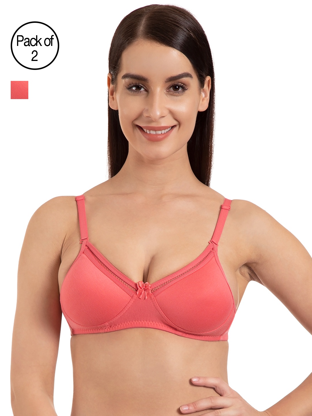 

Tweens Pack of 2 Coral Lightly Padded Non-Wired T-Shirt Bra TW1316-2PC-CRL