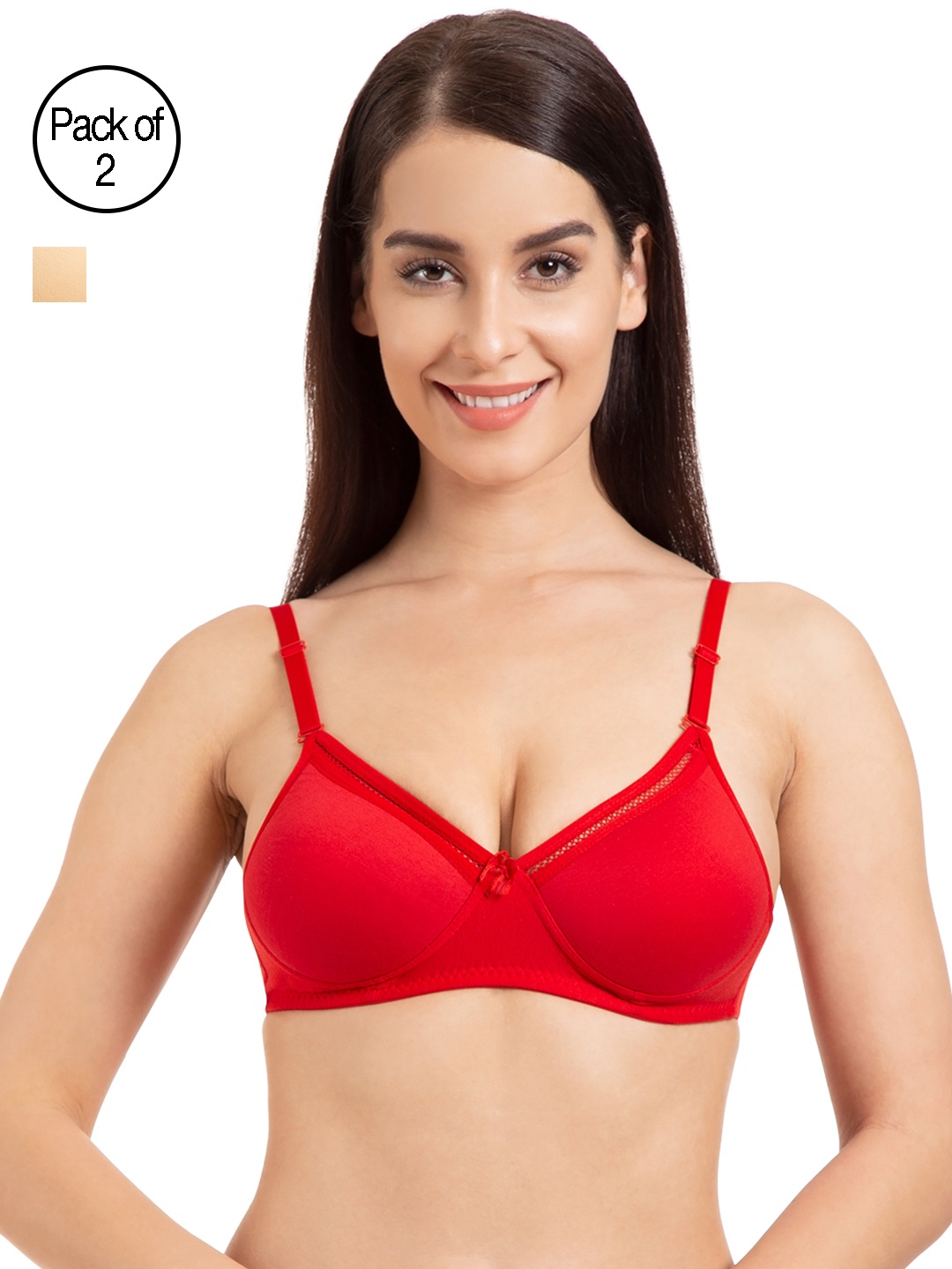 

Tweens Pack of 2 Lightly Padded Non-Wired T-Shirt Bra TW1316-2PC-SK-RD, Beige