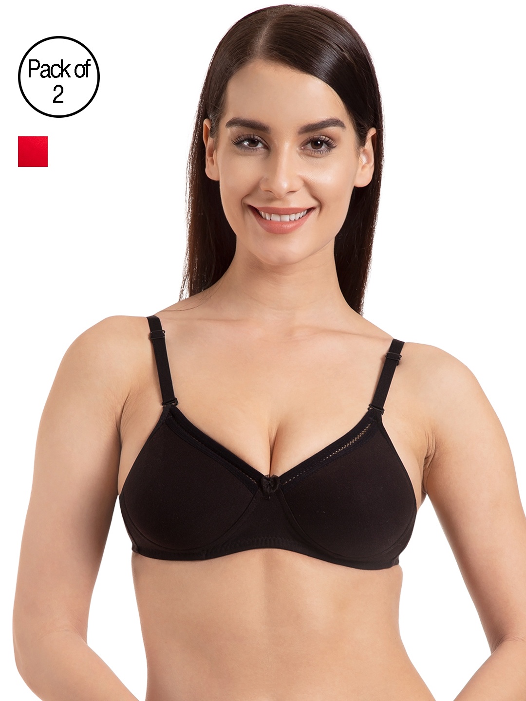 

Tweens Pack of 2 Lightly Padded Non-Wired T-Shirt Bra TW1316-2PC-RD-BL, Red