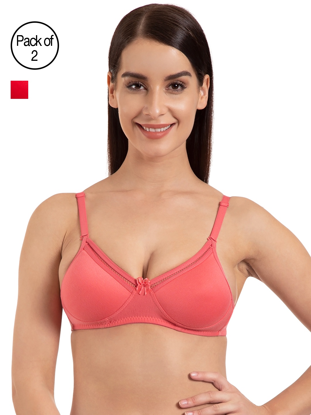 

Tweens Pack of 2 Lightly Padded Non-Wired T-Shirt Bra TW1316-2PC-RD-CRL, Red