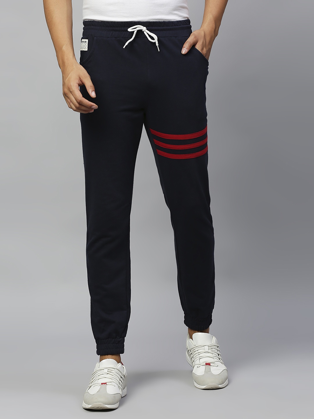 Hubberholme Men Navy Blue Solid Slim Fit Joggers - buy at the price of ...
