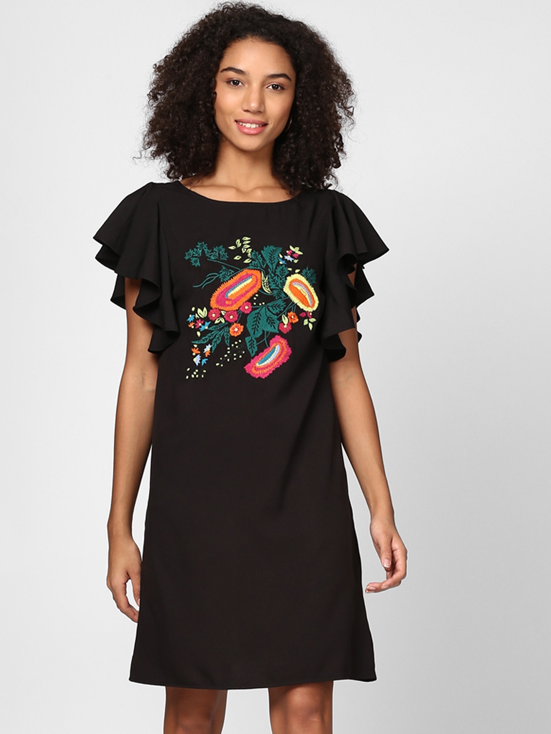 Harpa Women Black Printed A-Line Dress