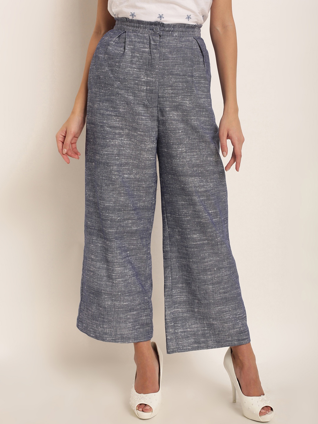

Marie Claire Women Blue Original Regular Fit Solid Regular Trousers