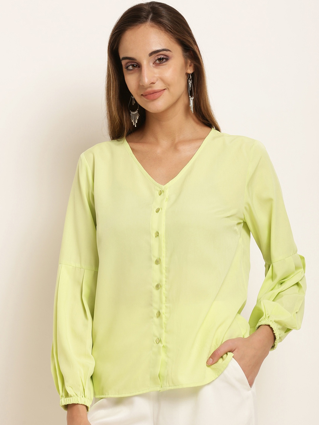 

RARE Women Yellow Regular Fit Solid Casual Shirt