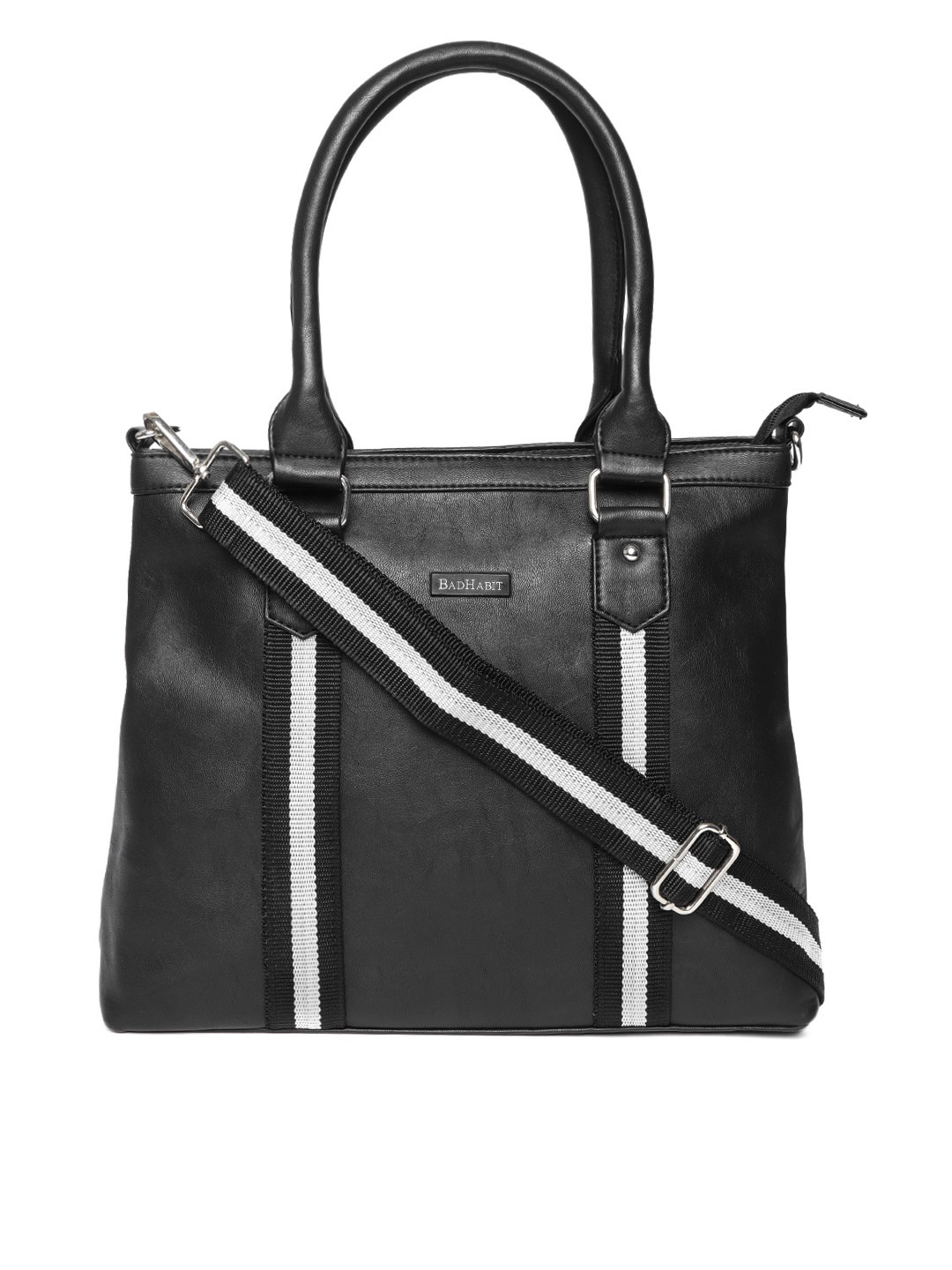 

BAD HABIT Unisex Black Leather Solid Messenger Bag