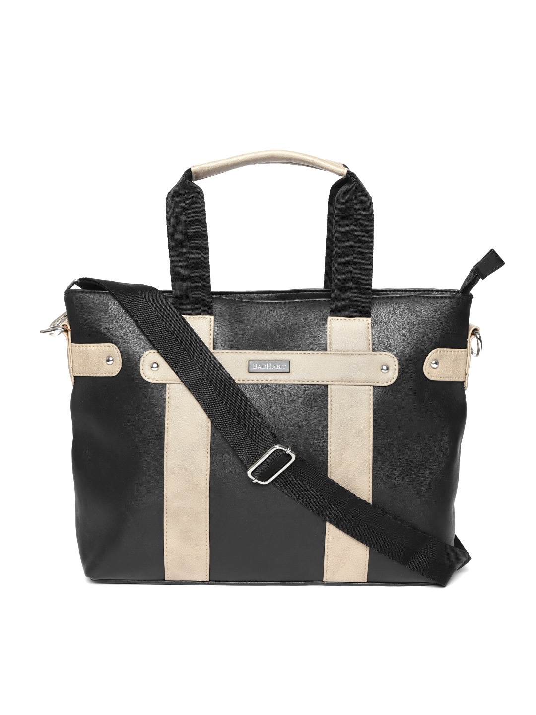 

BAD HABIT Unisex Black Leather Solid Messenger Bag