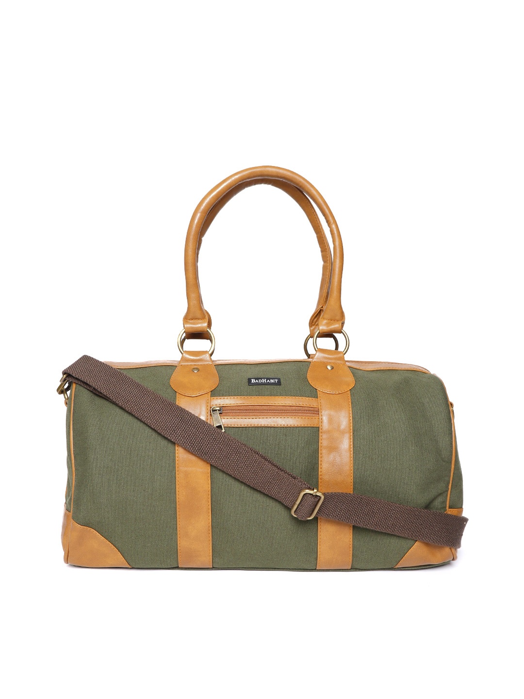 

BAD HABIT Men Olive Green & Tan Brown Duffle Bag