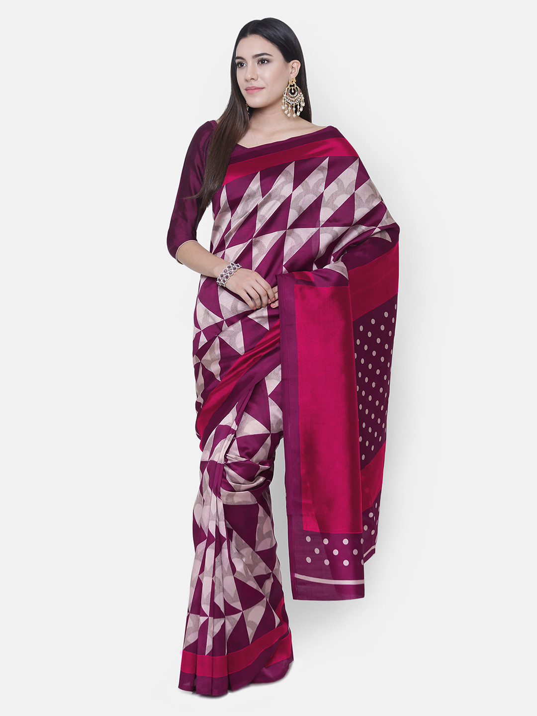 

Chhabra 555 Purple Art Silk Printed Banarasi Saree