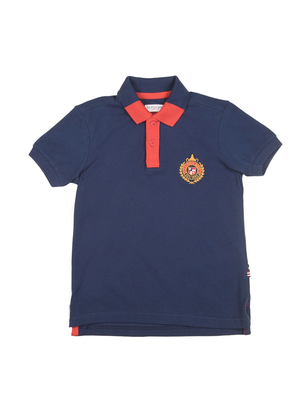 

U.S. Polo Assn. Kids Boys Navy Blue Solid Polo Collar T-shirt