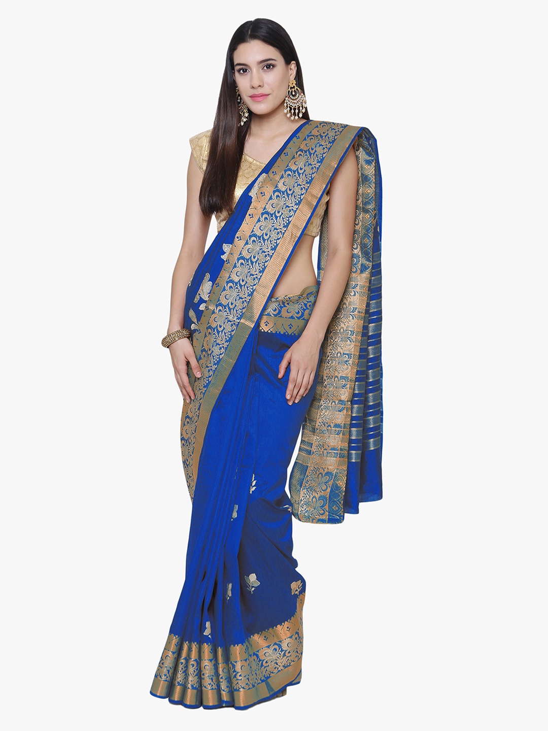 

Chhabra 555 Blue Art Silk Woven Design Banarasi Saree