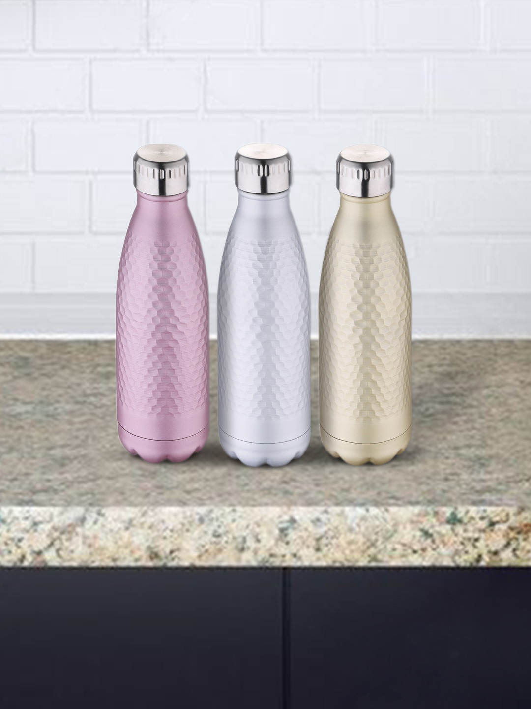 

BERGNER Set Of 3 Multicoloured Water Bottles 350 ml, Multi