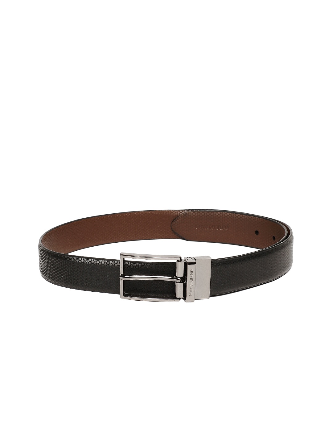 

Peter England Men Black & Brown Textured Reversible Belt
