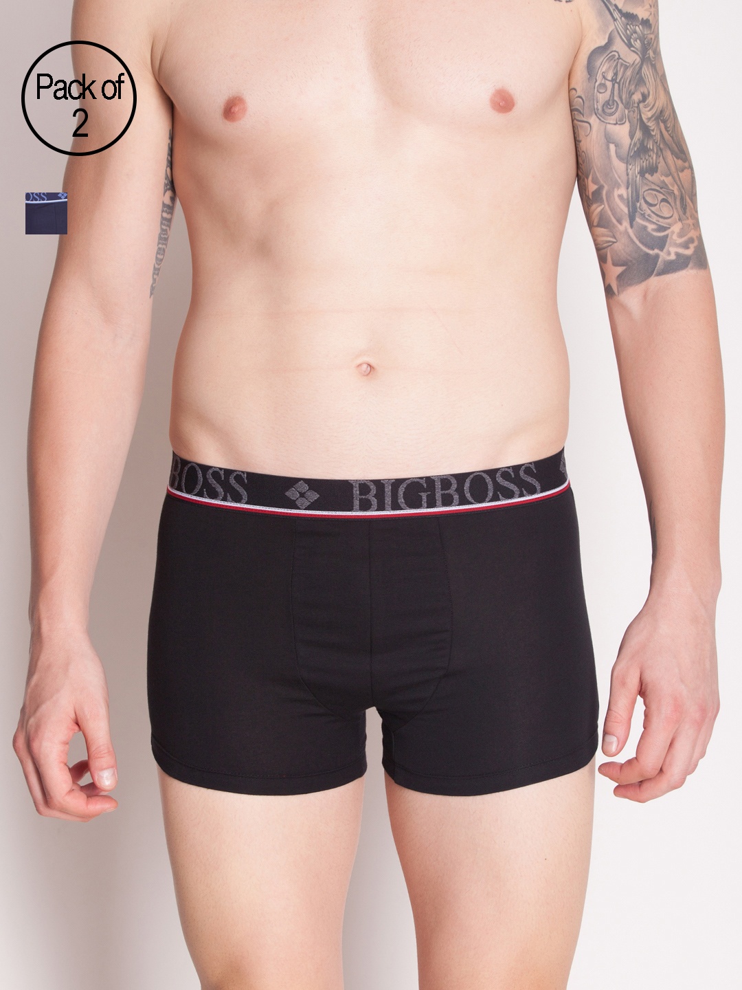

Dollar Bigboss Men Pack of 2 Shuffle Intellisoft Cotton Modal Trunks MDTR-15-DYNAMO-PO2, Black
