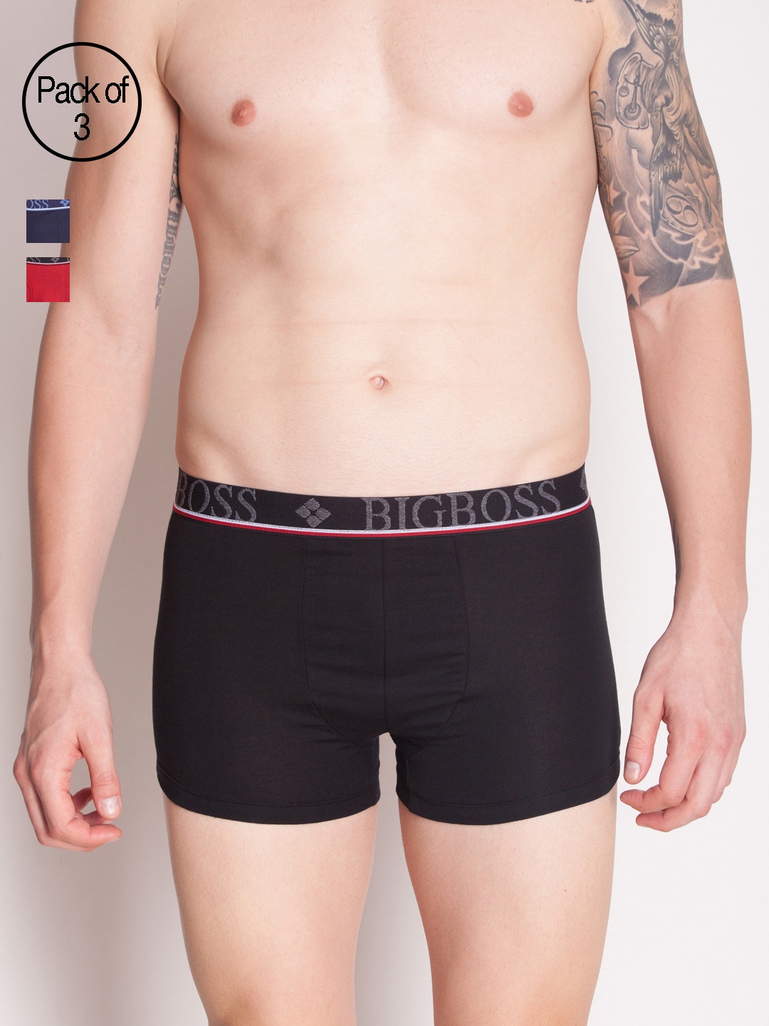 

Dollar Bigboss Men Pack of 3 Shuffle Intellisoft Cotton Modal Trunks MDTR-14-CLASSICO-PO3, Black