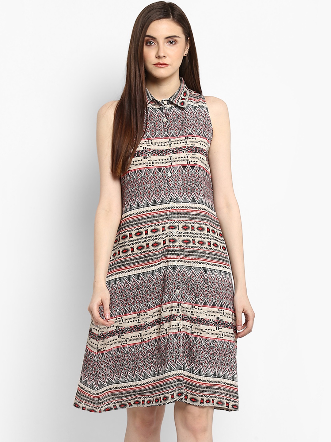 

StyleStone Women Cream-Coloured Printed Shirt Dress