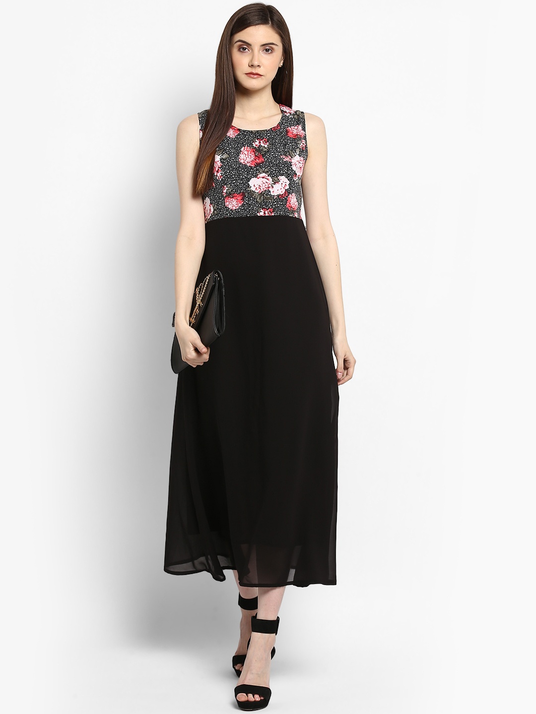 

StyleStone Women Black Printed Maxi Dress