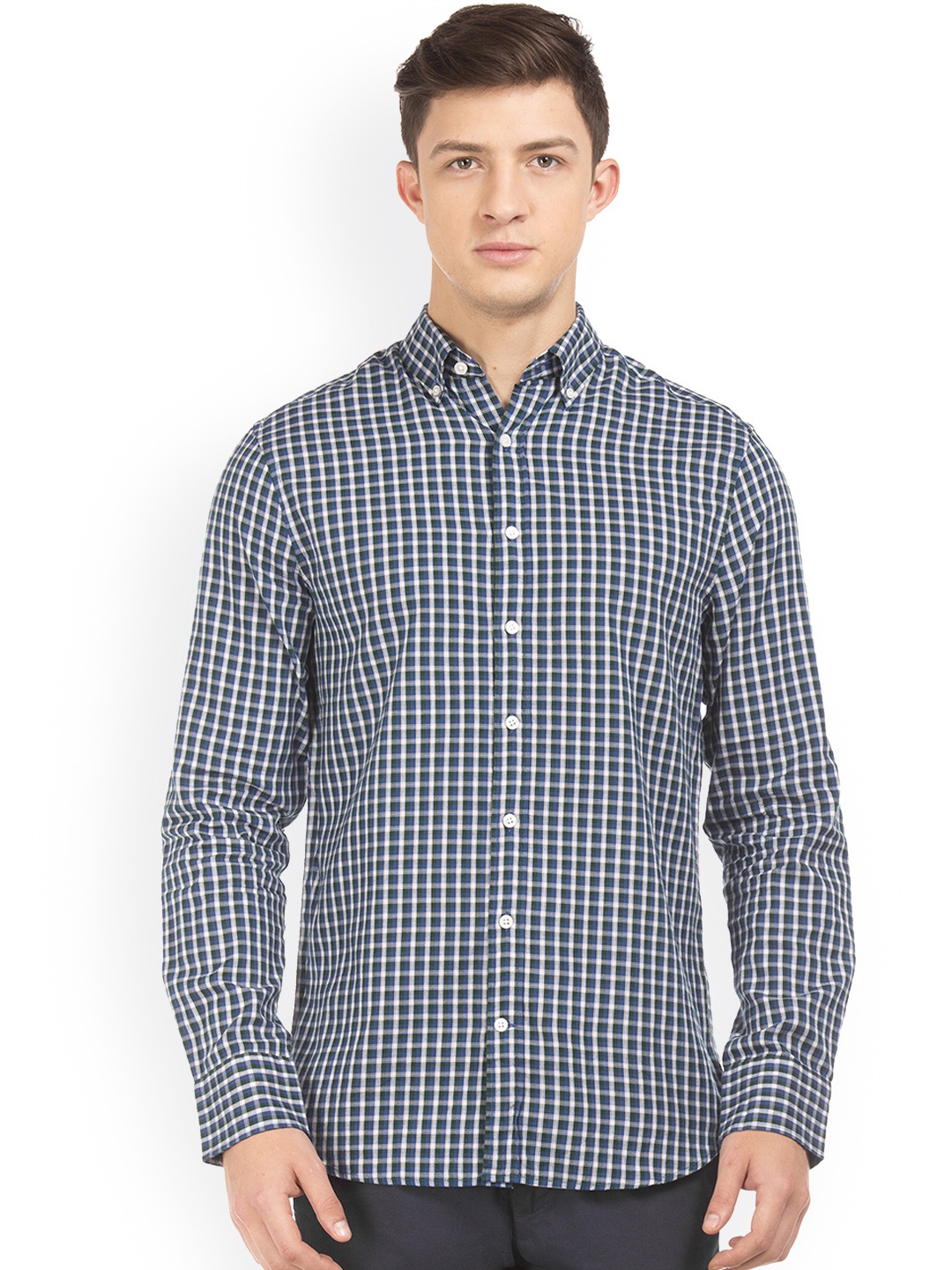 

GANT Men Blue & White Regular Fit Checked Casual Shirt