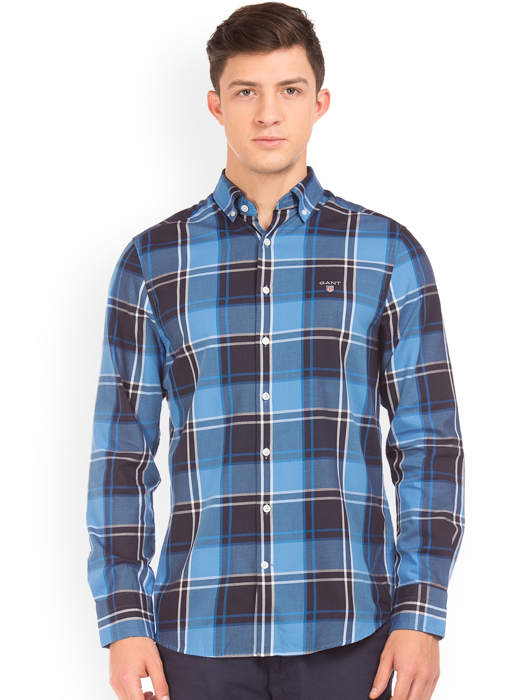 

GANT Men Blue Regular Fit Checked Casual Shirt