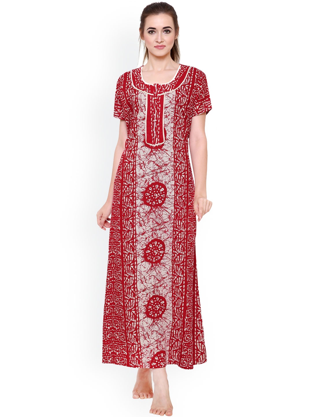 

Secret Wish Red & White Printed Nightdress NT-E122-522