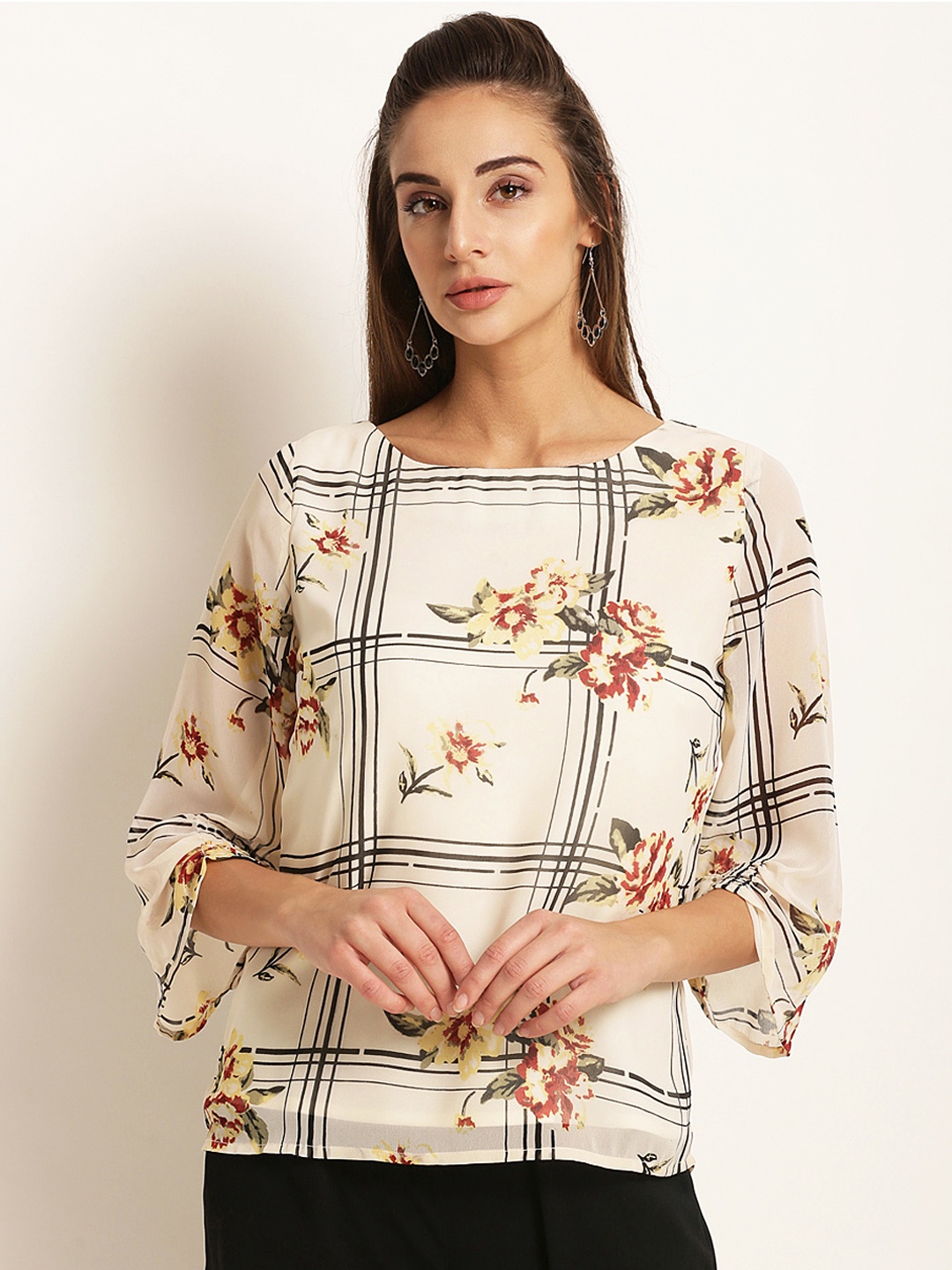 

RARE Women Peach-Coloured Printed Top