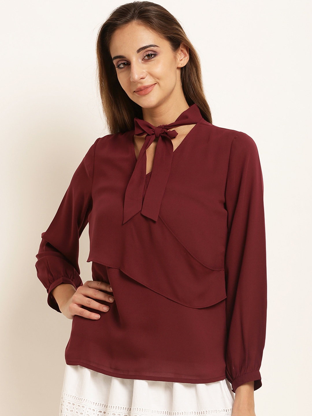 

RARE Women Burgundy Solid Top