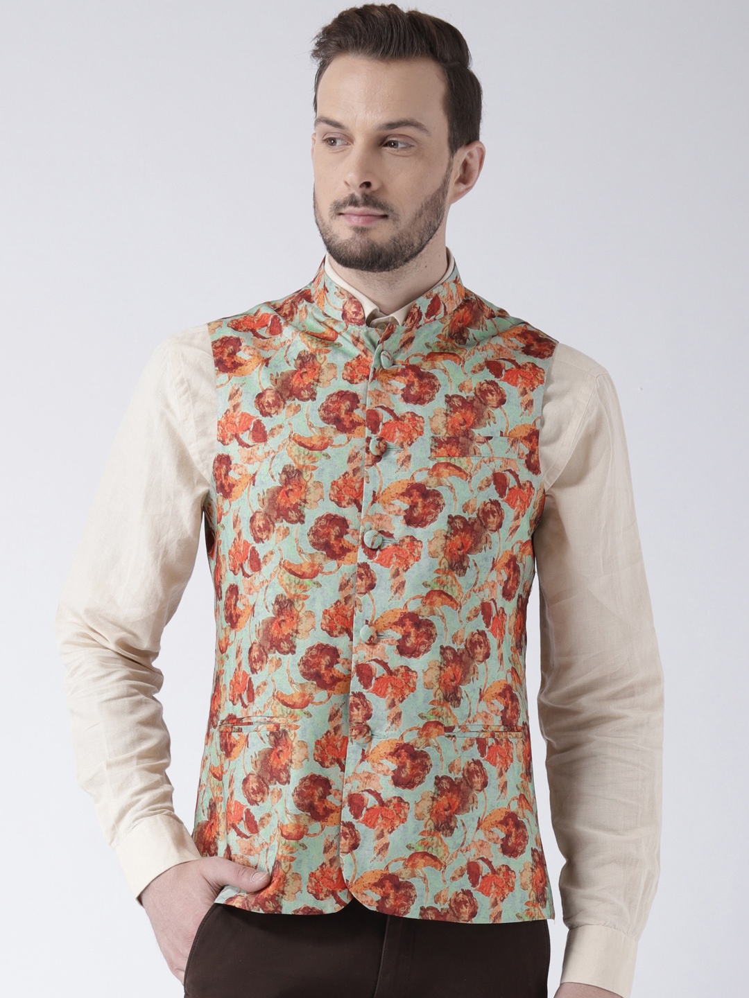 

Kisah Blue Printed Nehru Jacket